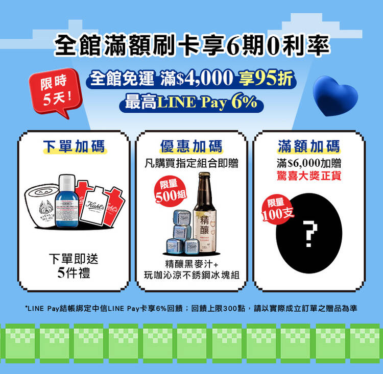 全館滿額刷卡享6期零利率