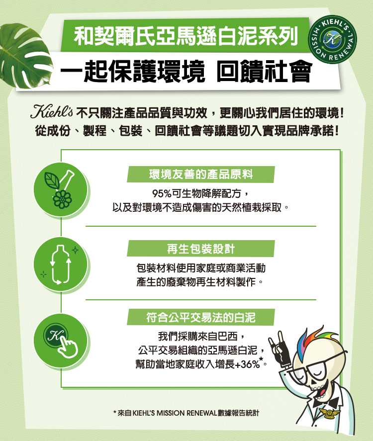 和契爾氏亞馬遜白泥系列 一起保護環境 回饋社會