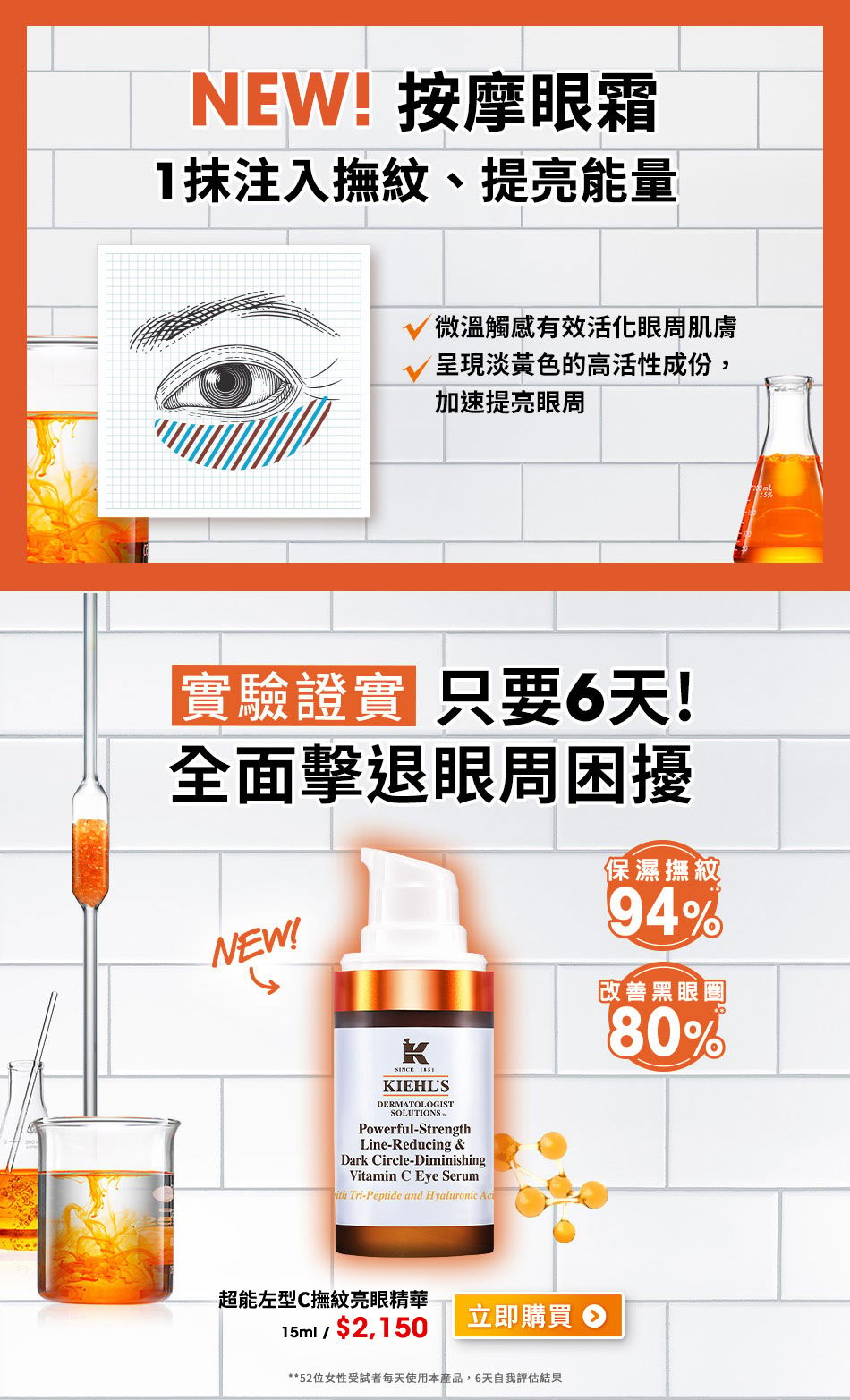 首創按摩眼霜！注入透亮年輕 全面淡化黑眼圈360度精準撫紋