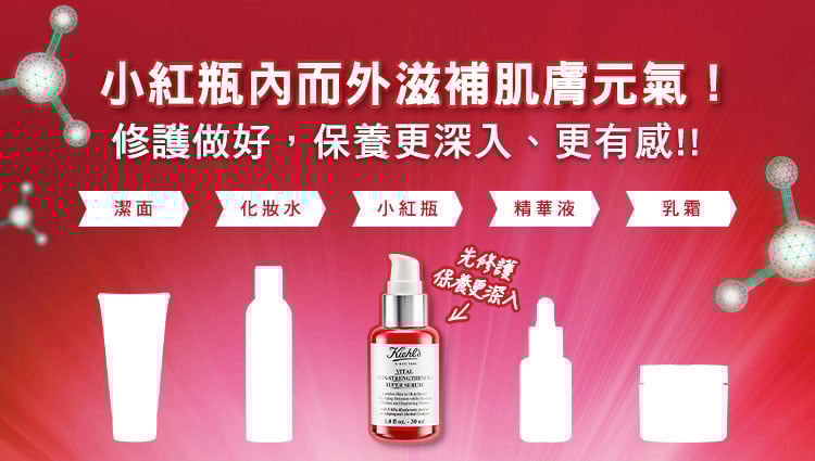 小紅瓶內而外滋補肌膚元氣，修護做好，保養更深入、更有感