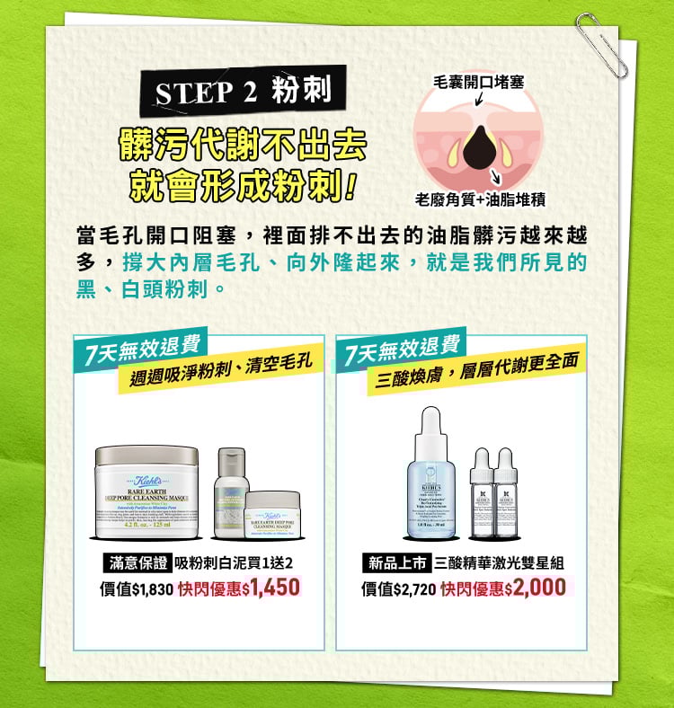 髒污代謝不出去，就會形成粉刺!​