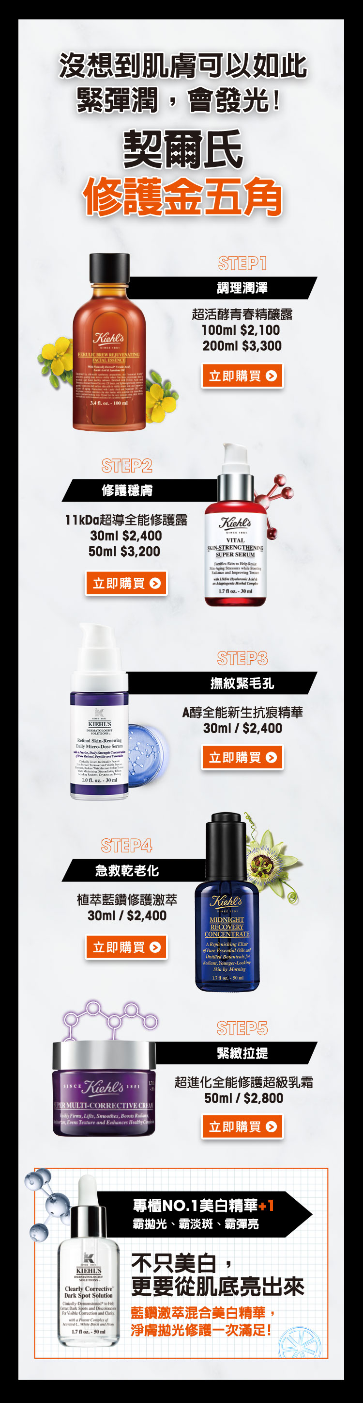 沒想到肌膚可以如此緊彈潤，會發光！ 契爾氏修護金五角