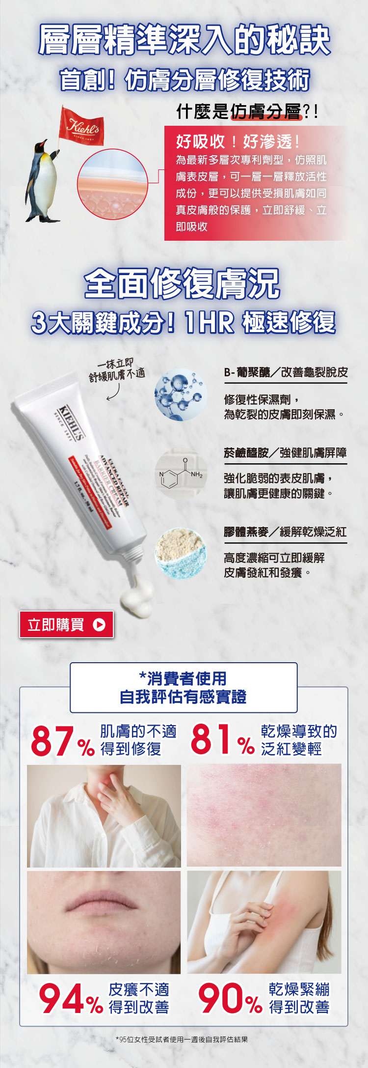 常見8大生活型態正在讓肌膚的水分 一天天減少層層精準深入的秘訣首創! 仿膚分層修復技術